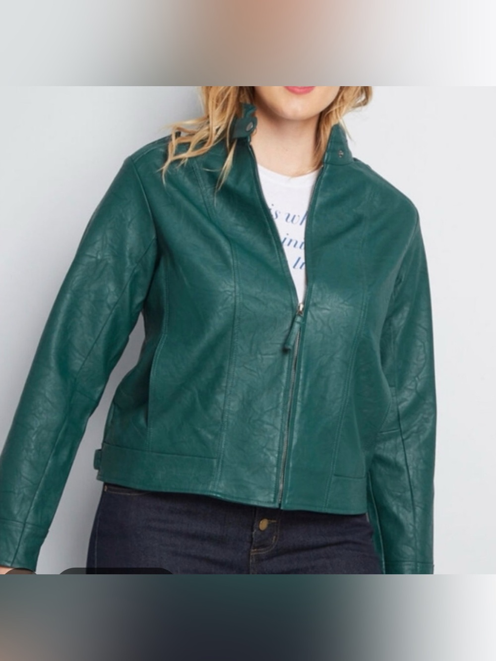 JACK by BB Dakota Women's Teal Zip-Front Faux Leather Jacket (XL?)